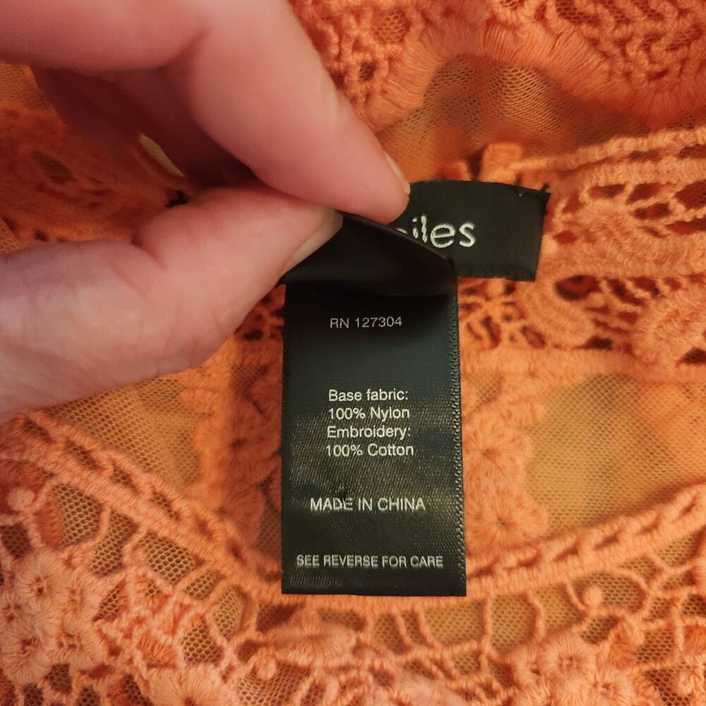 Ali Miles Swim Coverup Tunic Top Size Medium Womens Sheer Mesh Embroidered Dress - Picture 11 of 12